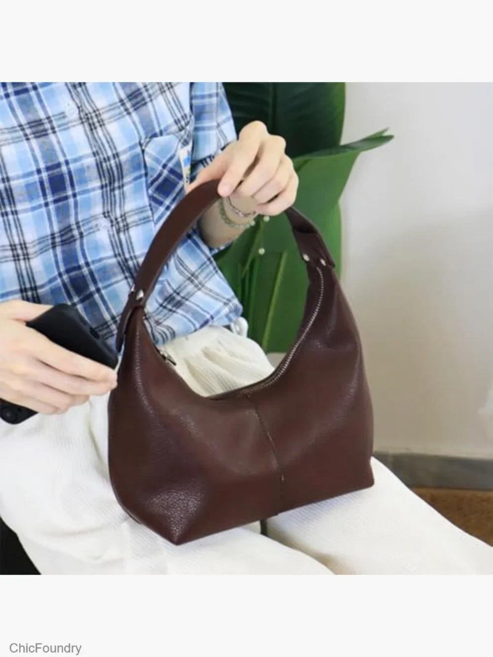 Vegan Leather Hobo Shoulder Bag Y2K Tote Purse for Women